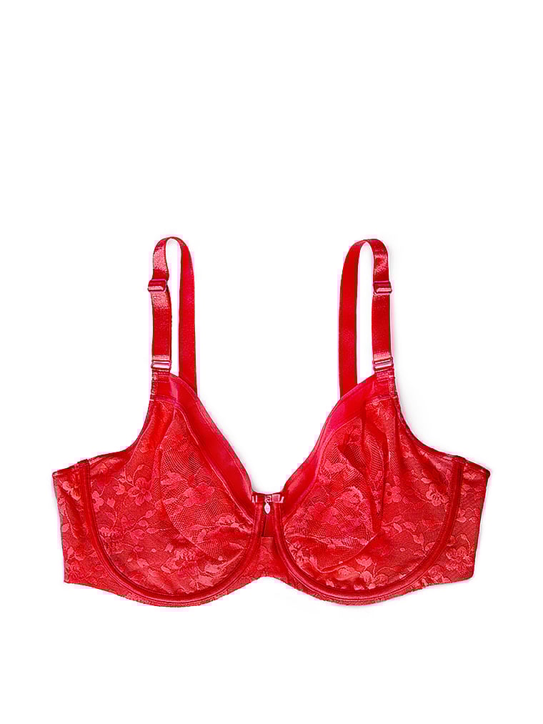 Victoria's Secret, Curvy Couture Glatter, ungefütterter Spitzen-BH, Diva-Rot, offModelFront, 3 of 3
