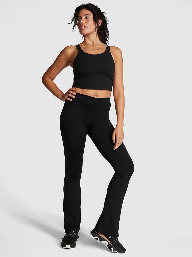 PINK Winter Flare Leggings, Pure Black, onModelFront, 1 of 4 Isabella is 5'9" or 175cm and wears Medium