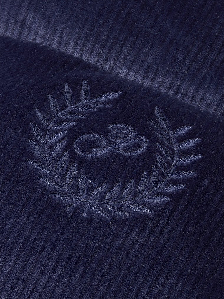 PINK Rib Velour Crop Puffer Vest, Midnight Navy, detail, 5 of 5