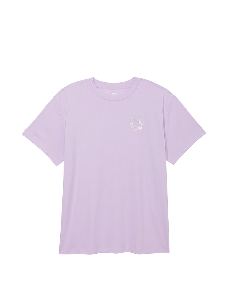 PINK Cotton Oversized Sleepshirt, Purple, offModelFront, 3 of 4