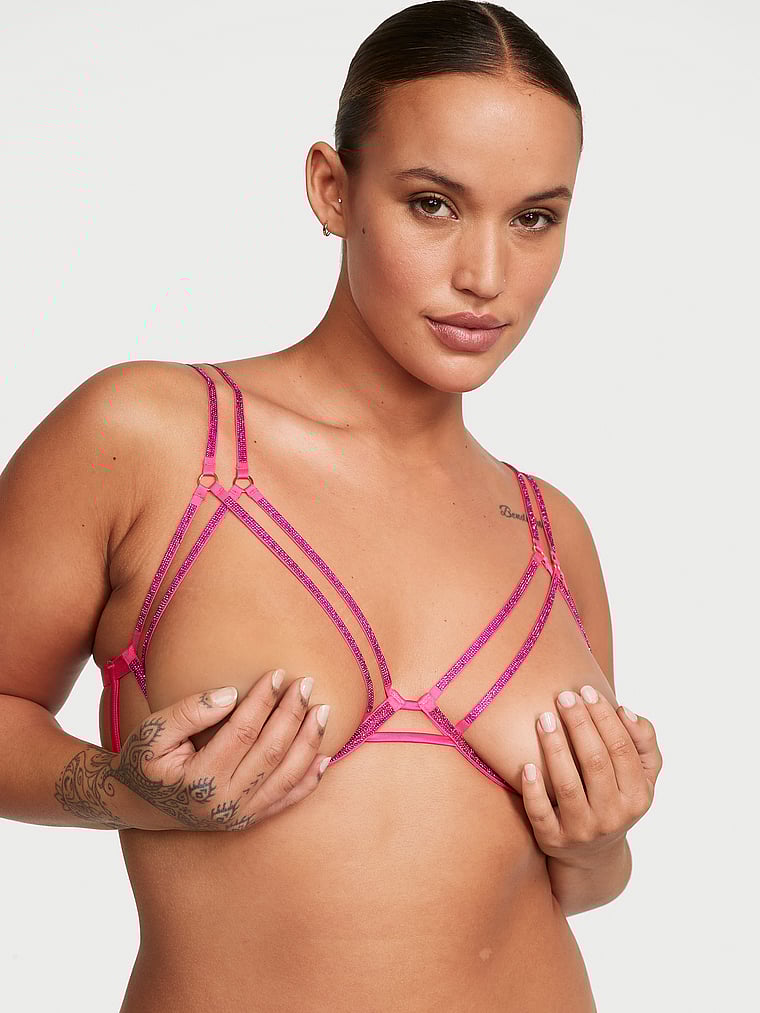 Victoria's Secret, Very Sexy Triangel-BH mit offenen Körbchen und Glanzträgern, onModelFront, 1 of 5
