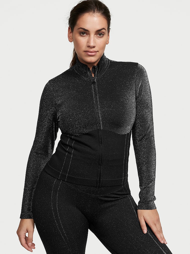 Victoria's Secret, VSX Nahtlose, schimmernde Jacke mit durchgehendem Reißverschluss, onModelFront, 1 of 4