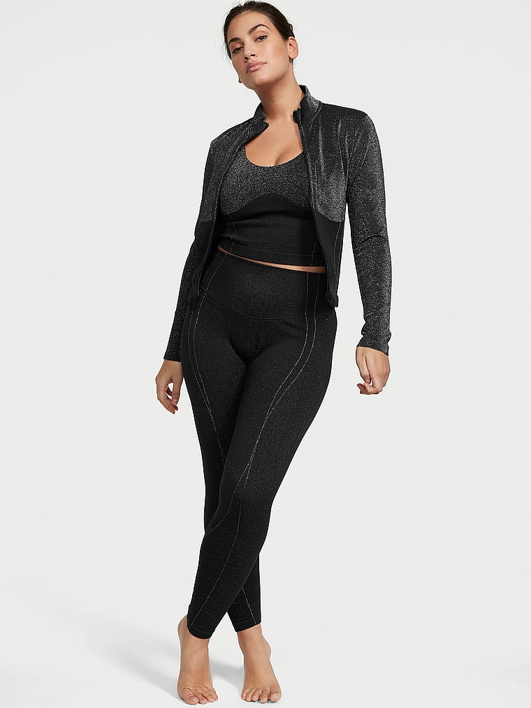 Victoria's Secret, VSX Nahtlose, schimmernde Jacke mit durchgehendem Reißverschluss, onModelSide, 3 of 4