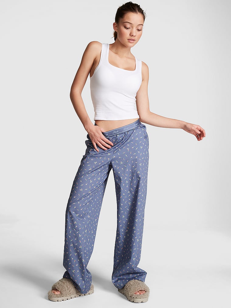 PINK Pyjamahose aus Baumwoll-Popeline mit Logo, onModelFront, 1 of 3