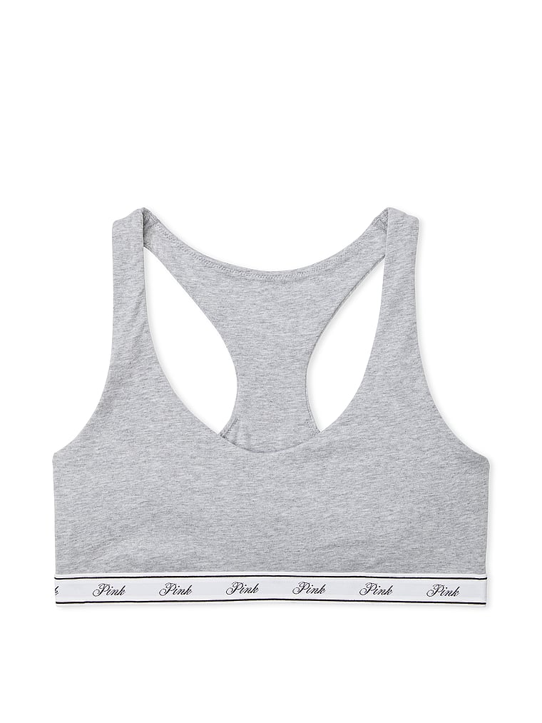 PINK Bralettes und BH-Oberteile Racerback-Bralette aus Baumwolle mit Logo, offModelFront, 3 of 3