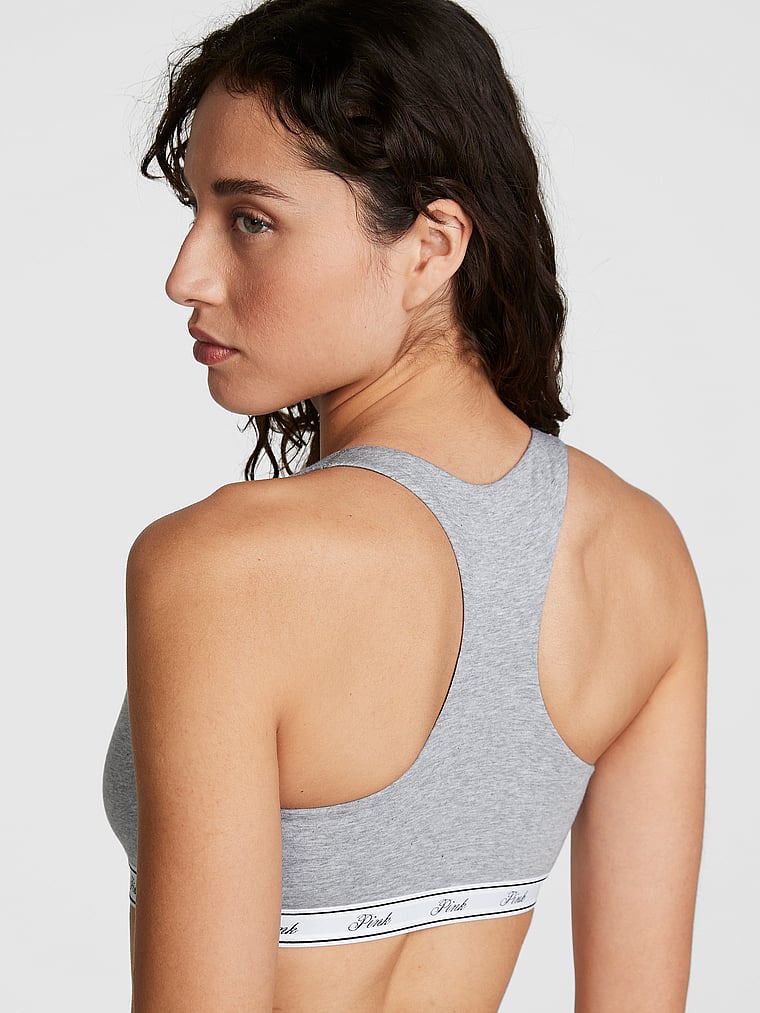 PINK Bralettes und BH-Oberteile Racerback-Bralette aus Baumwolle mit Logo, onModelBack, 2 of 3