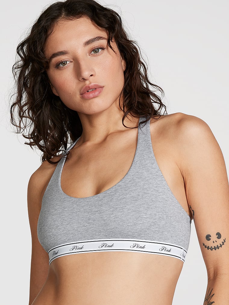 PINK Bralettes und BH-Oberteile Racerback-Bralette aus Baumwolle mit Logo, onModelFront, 1 of 3