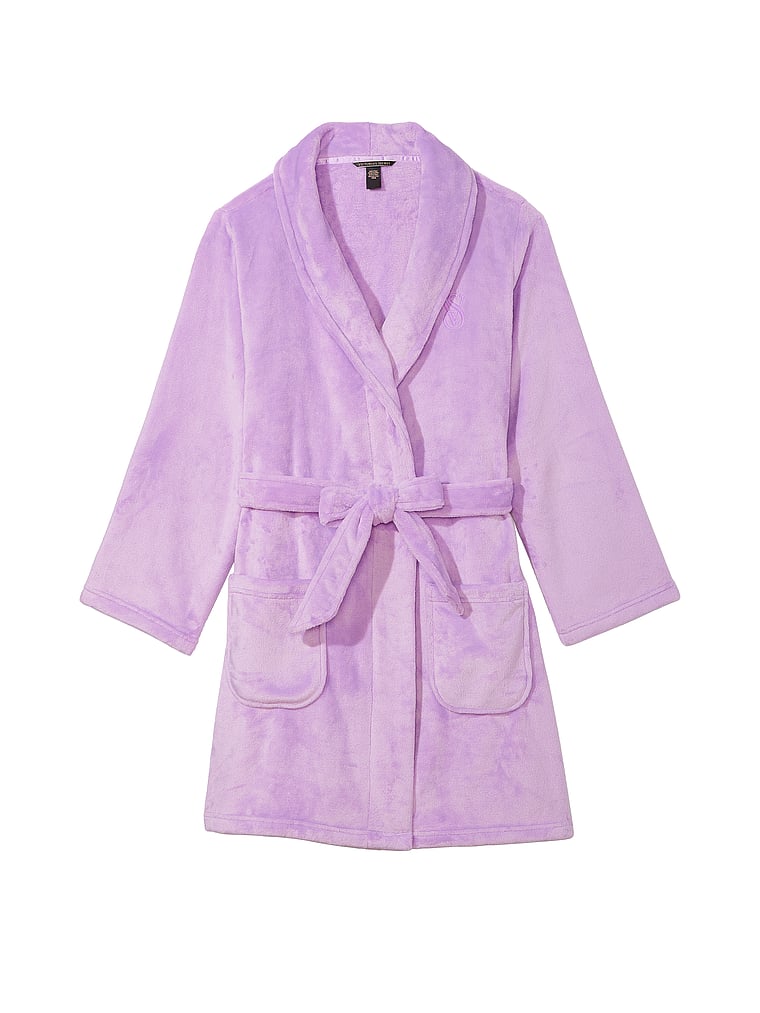 Victoria's Secret, Victoria's Secret Short Cozy Robe, Unicorn Purple, offModelFront, 3 of 3