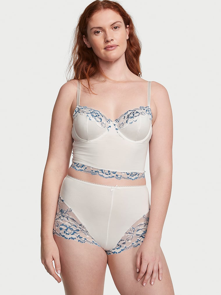 Victoria's Secret, Victoria's Secret Modal & Lace Trim Cupped Cami Set, Coconut White, onModelFront, 1 of 3 Katy is 5'11" or 180cm and wears Large