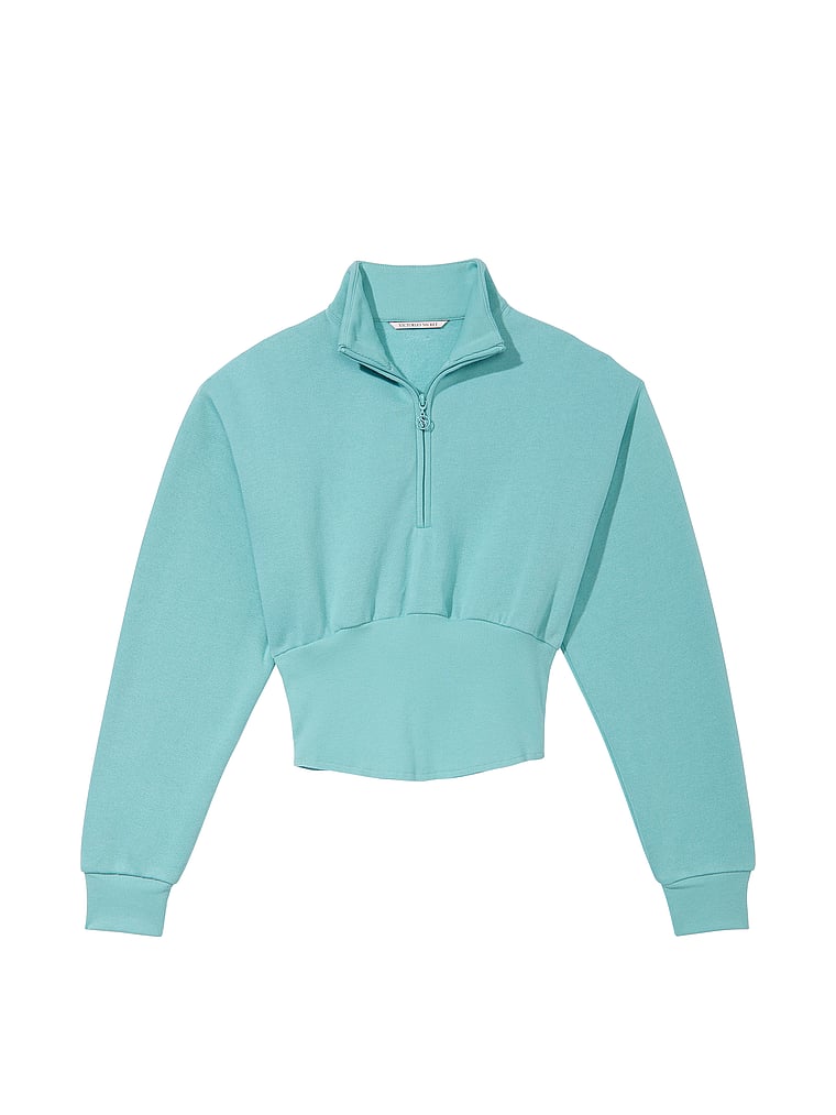 Victoria's Secret, Victoria's Secret Pullover aus Baumwollfleece mit Korsettdetail, kurzem Reißverschluss und Stehkragen, offModelFront, 3 of 3