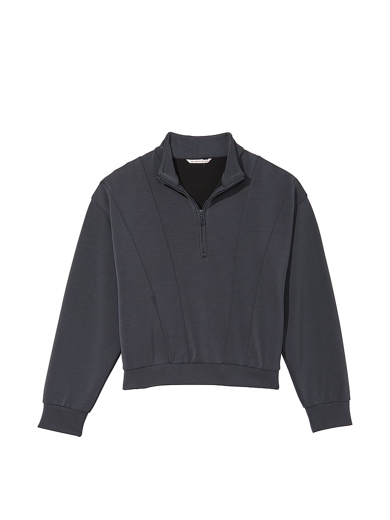 Victoria's Secret, VSX Featherweight Strickpullover mit kurzem Reißverschluss, Grau, offModelFront, 3 of 3