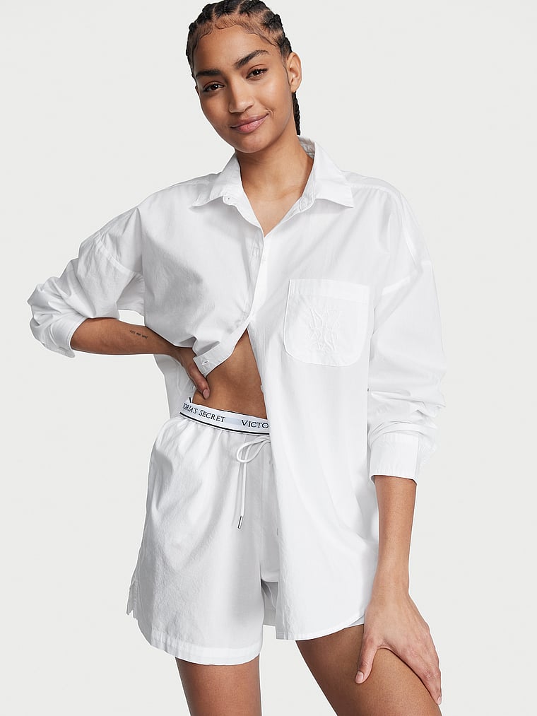 Victoria's Secret, Victoria's Secret Set mit Longsleeve und Shorts aus Baumwolle, onModelFront, 1 of 3
