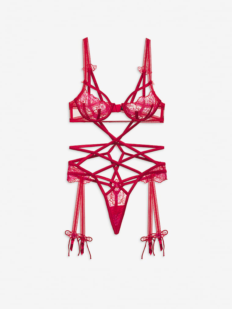 Victoria's Secret, For Love & Lemons Cordelia Teddy, Rosey Red, offModelFront, 4 of 5