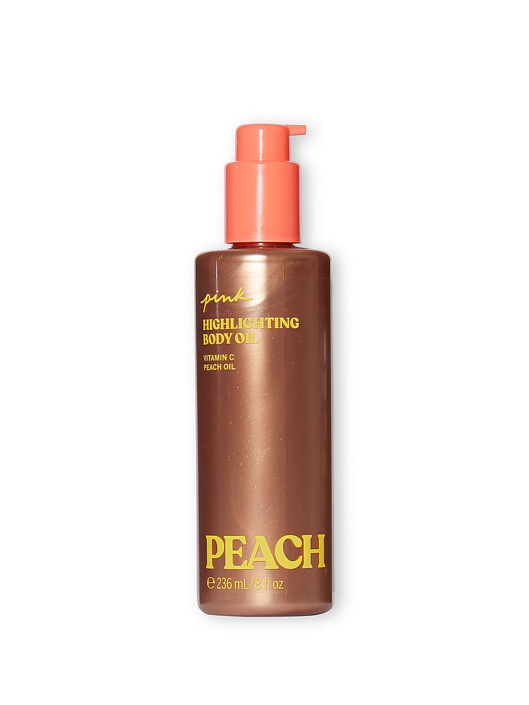 Victoria's Secret, Body Care Shimmer Peach Highlighting Oil, Peach, onModelFront, 1 of 3