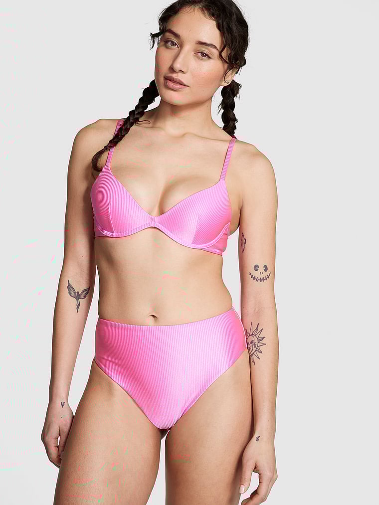PINK Cheeky-Bikinihose mit hohem Bund, Lola Pink, onModelBack, 2 of 4 Jocelyn ist 5'8" oder 173cm und trägt S
