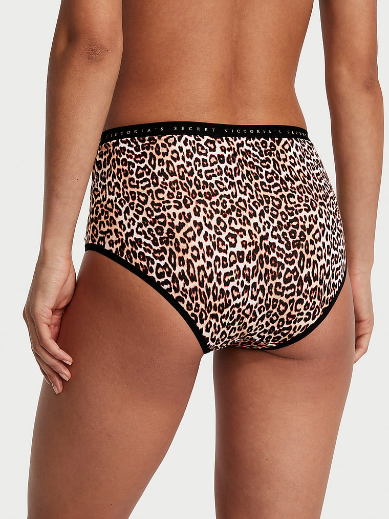 Victoria's Secret, Victoria's Secret Stretch Cotton High-Waist Brief Panty, Marzipan Cheetah, onModelBack, 2 of 3 Nikita  is 5'10" or 178cm and wears Small