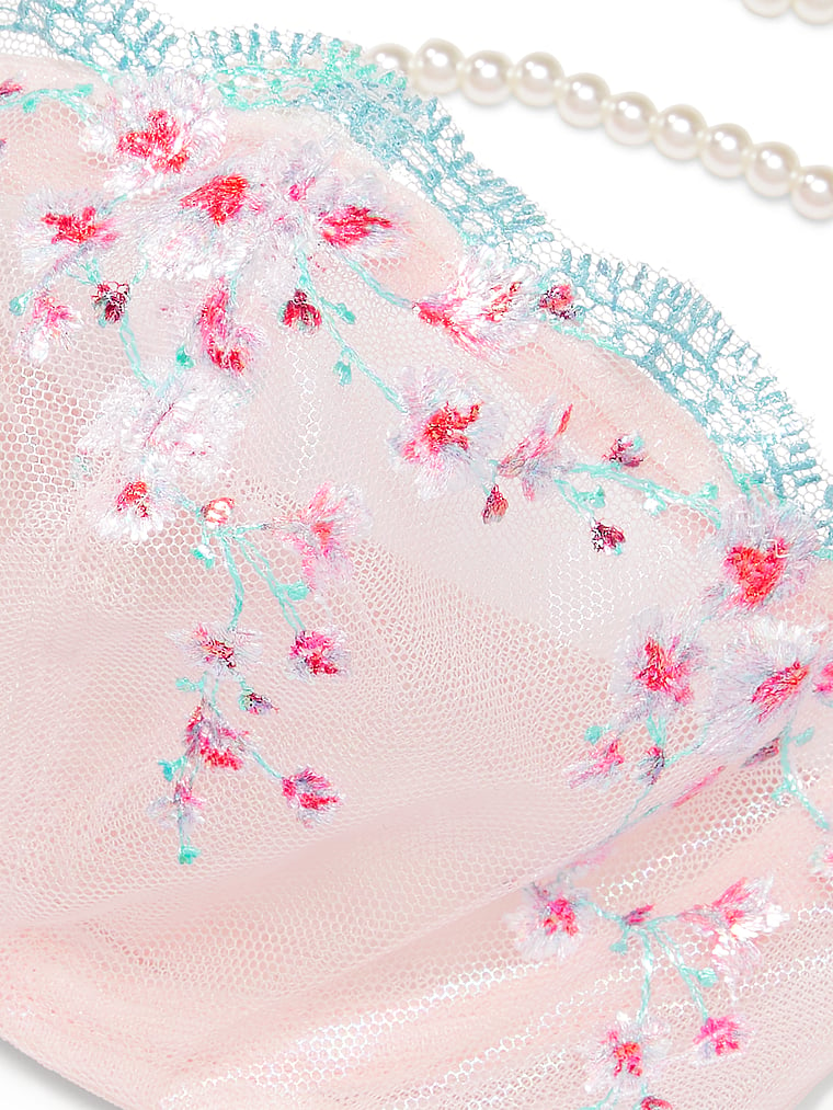 Victoria's Secret, Very Sexy Cherry Blossom Embroidery Pearl Halter Teddy, Ballet Pink, detail, 5 of 5