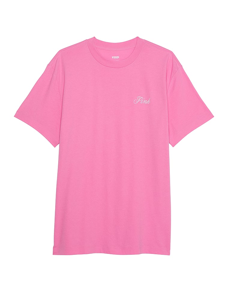 PINK Cotton Oversized Sleepshirt, Pink, offModelFront, 2 of 4