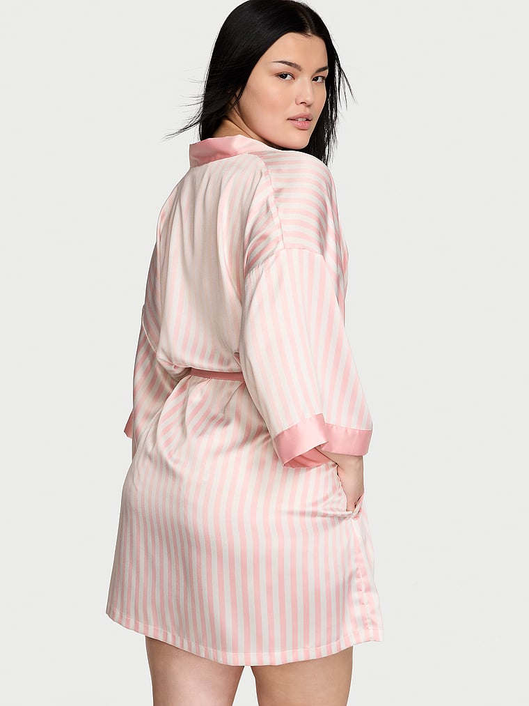 Victoria's Secret, Victoria's Secret The Tour '23 Iconic Pink Stripe Robe, Iconic Stripe, onModelBack, 2 of 3 Alicia is 5'8" or 173cm and wears Small