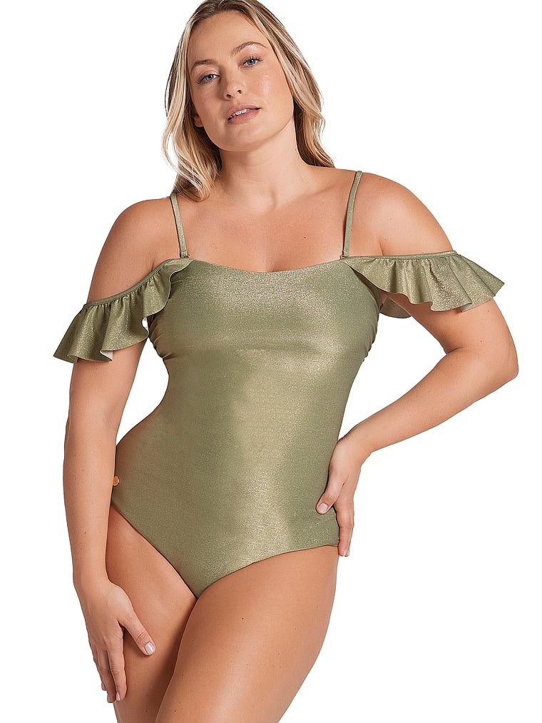 Victoria's Secret, Leonisa Shapewear Formgebender, einteiliger Badeanzug im Korsett-Stil mit Rüschen, onModelFront, 1 of 3