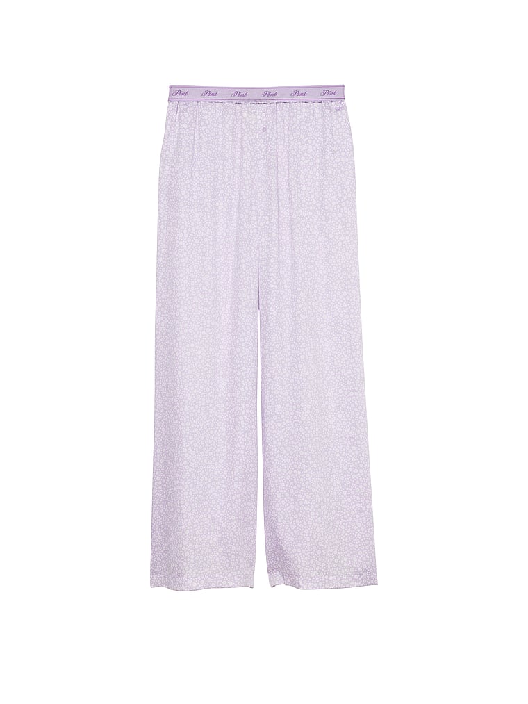 PINK TENCEL™ Wide-Leg Pajama Pants, Pastel Lilac Ditsy Floral, offModelFront, 3 of 3