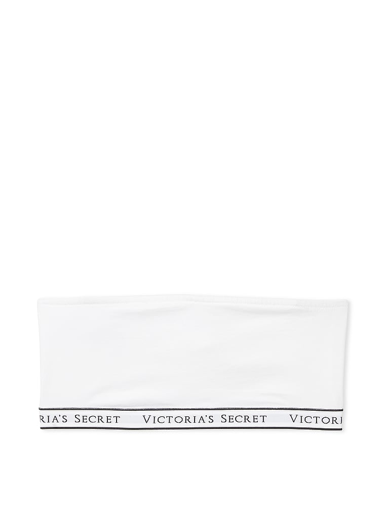Victoria's Secret, Victoria's Secret Bügellose Bandeau-Bralette aus Baumwolle mit Logo, offModelFront, 4 of 4