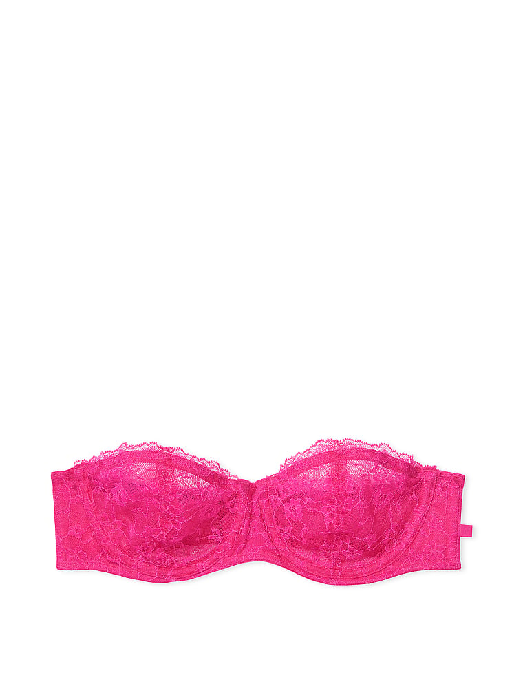 Victoria's Secret, Victoria's Secret Sexy Tee Unlined Lace Strapless Bra, Forever Pink, offModelFront, 4 of 4