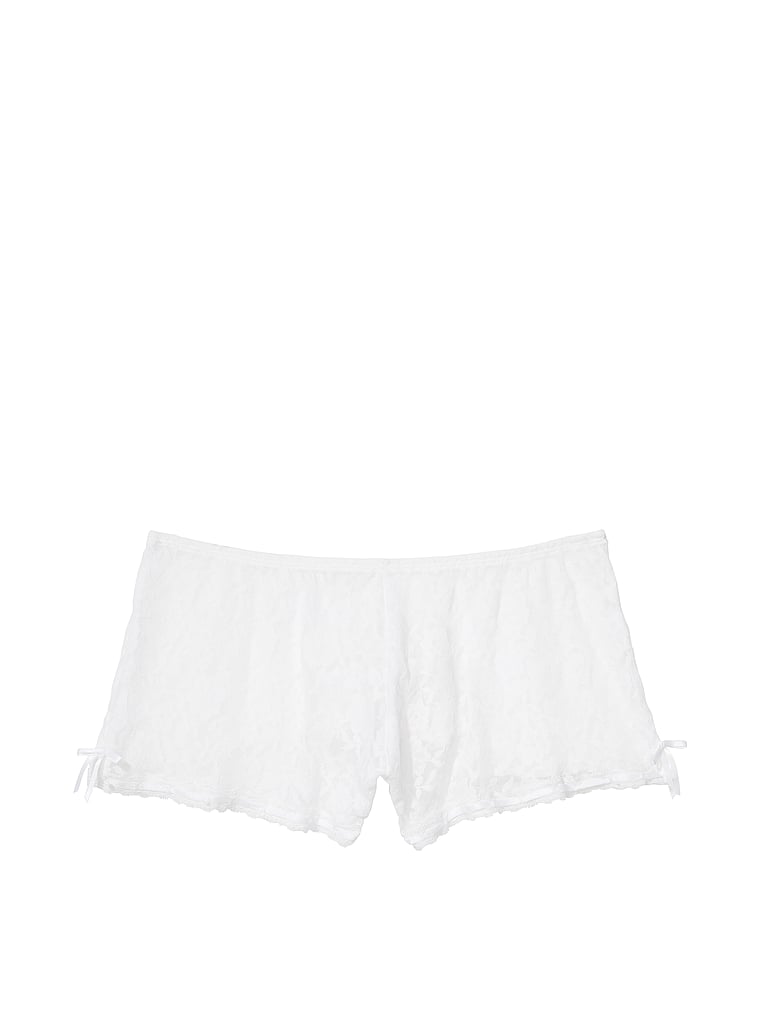 PINK von Frankies Bikinis Ana Spitzenshorts, Weiße Netzstoff-Spitze, offModelFront, 3 of 3