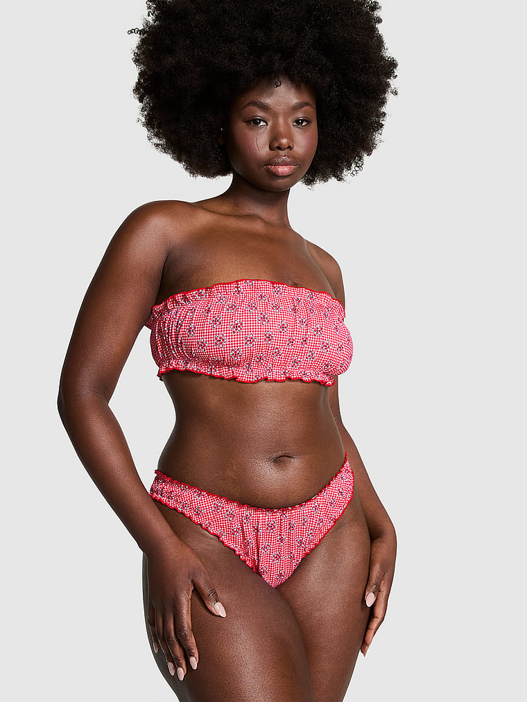 PINK by Frankies Bikinis Hudson Bikini Bottom, Ladybug Lane, onModelBack, 2 of 3 Fanta is 5'11" or 180cm and wears Large