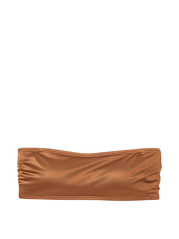 Victoria's Secret, Victoria's Secret Swim VS Archives Bademode Bandeau-Bikinioberteil mit Makramee-Design, Caramel, offModelFront, 3 of 3