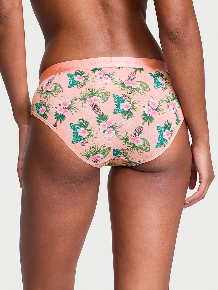 Victoria's Secret, Cotton Logo Cotton Hiphugger Panty, Punchy Peach Tropical Leopards, onModelBack, 2 of 3 Ange-Marie is 5'10" or 178cm and wears Small