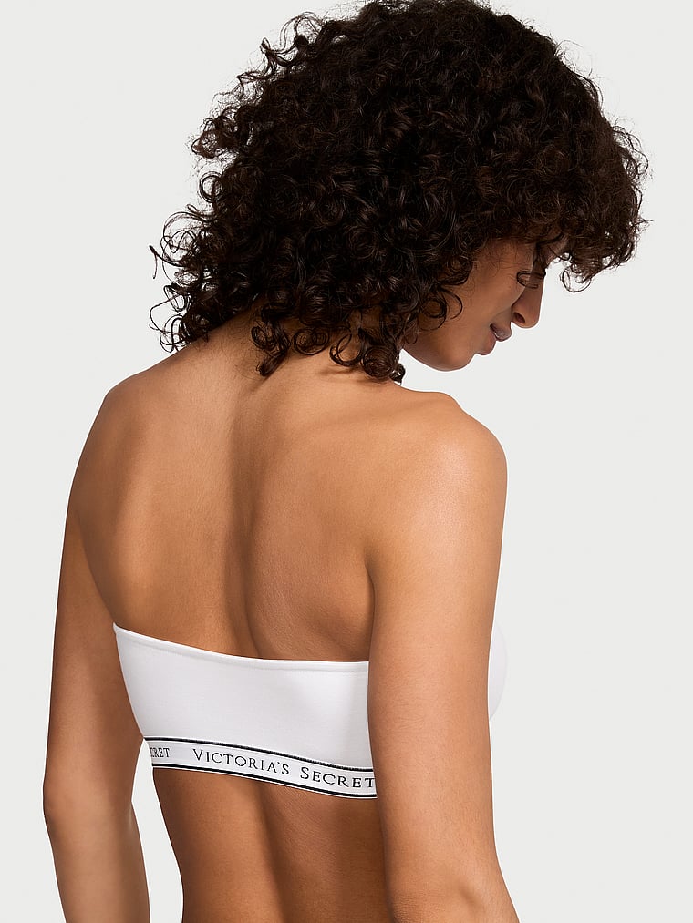 Victoria's Secret, Victoria's Secret Bügellose Bandeau-Bralette aus Baumwolle mit Logo, onModelBack, 2 of 4