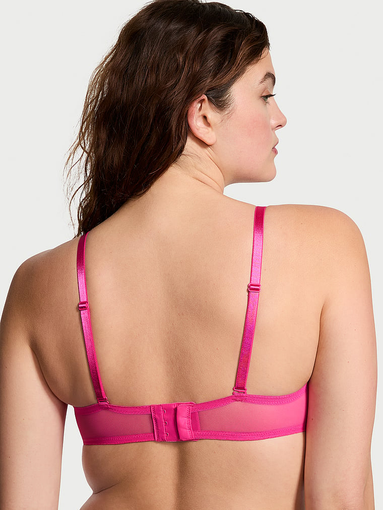 Victoria's Secret, Victoria's Secret Sexy Tee Unlined Lace Strapless Bra, Forever Pink, onModelBack, 2 of 4 Abbey is 5'10" or 178cm and wears 34DD (E) or Medium