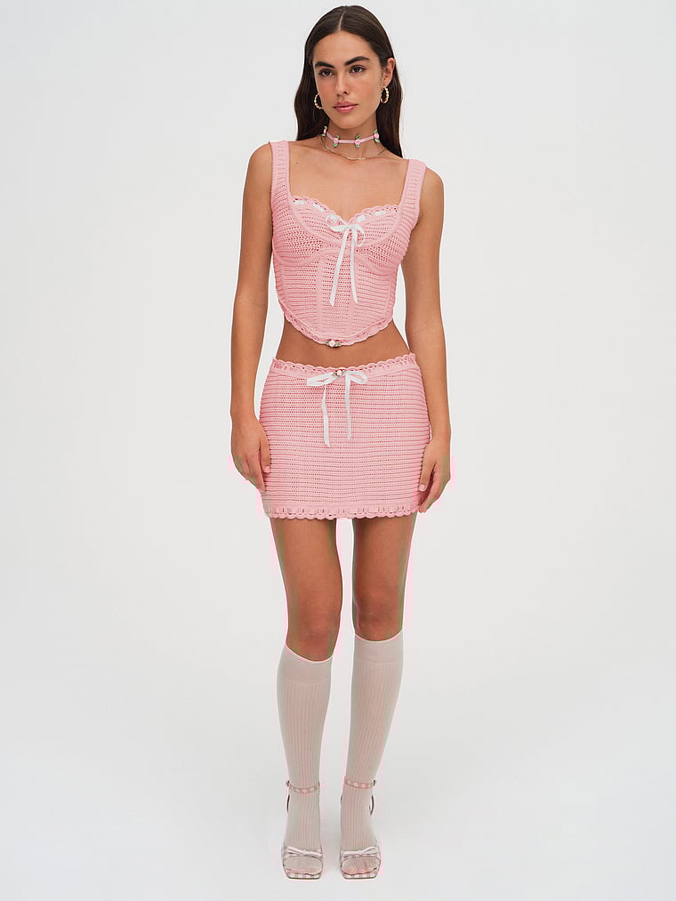 Victoria's Secret, For Love & Lemons Olina Häkel-Oberteil, Pink, offModelBack, 4 of 4