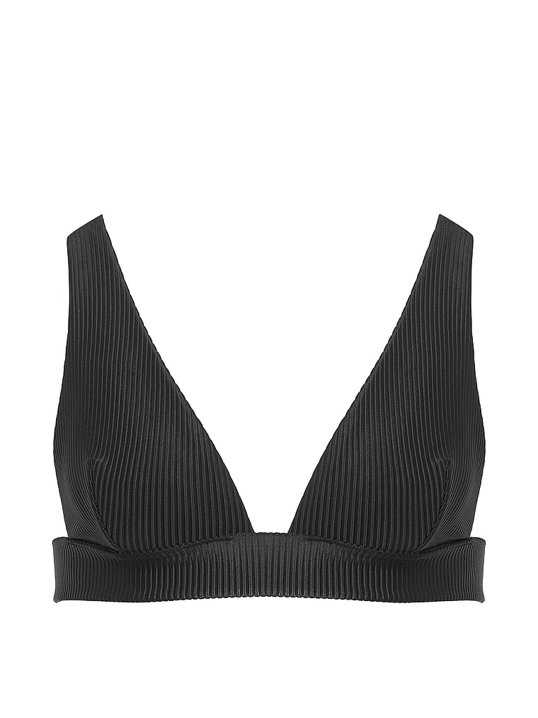Victoria's Secret, BLUEBELLA Lucerne Bikinioberteil mit tiefem Ausschnitt, Schwarz, offModelFront, 3 of 3