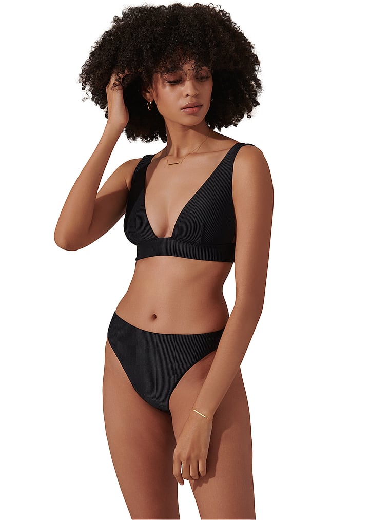 Victoria's Secret, BLUEBELLA Lucerne Bikinioberteil mit tiefem Ausschnitt, Schwarz, onModelFront, 1 of 3