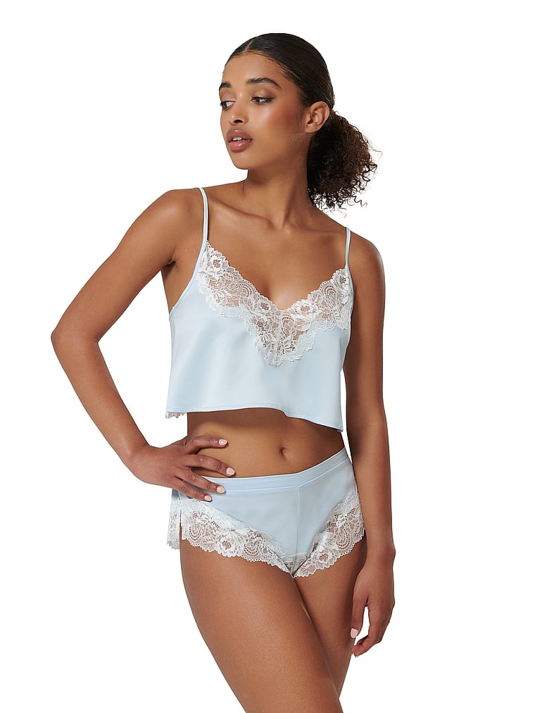 Victoria's Secret, BLUEBELLA Isabella Luxury Satin Cami and Short Set, Ice Water Blue, onModelFront, 1 of 4