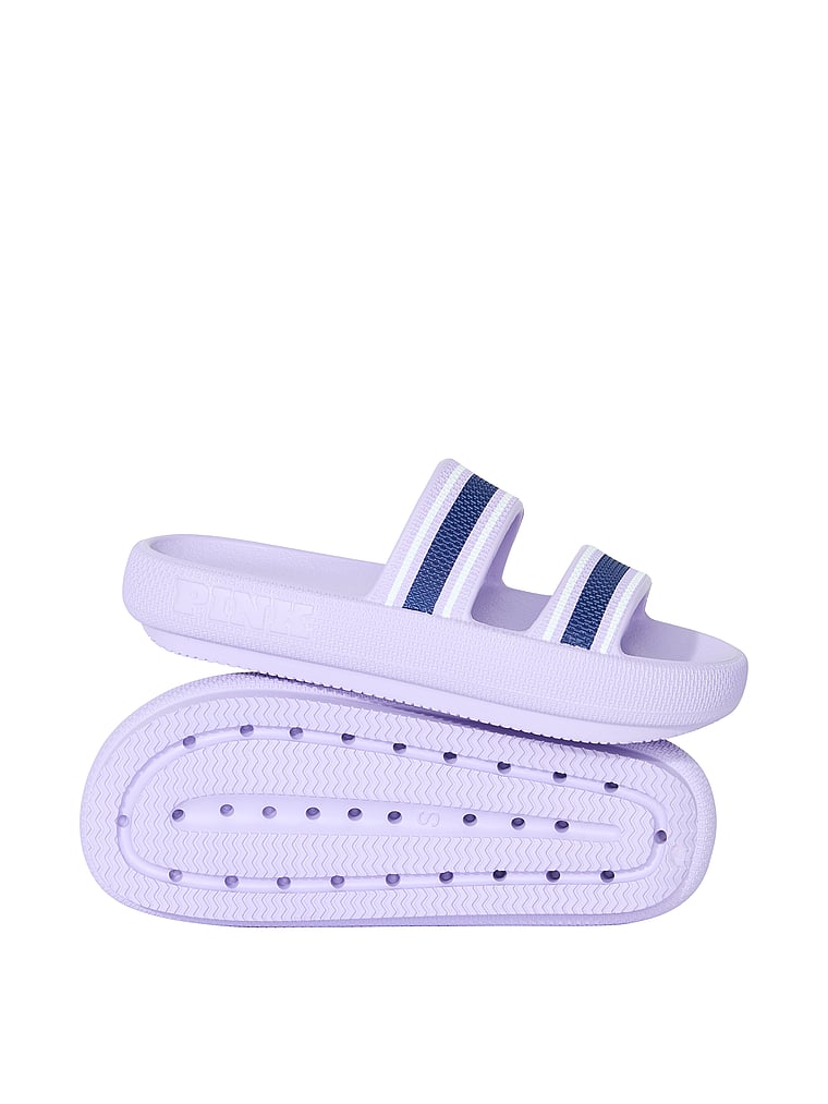 PINK Double Strap Pillow Slides, Pastel Lilac, offModelFront, 1 of 2