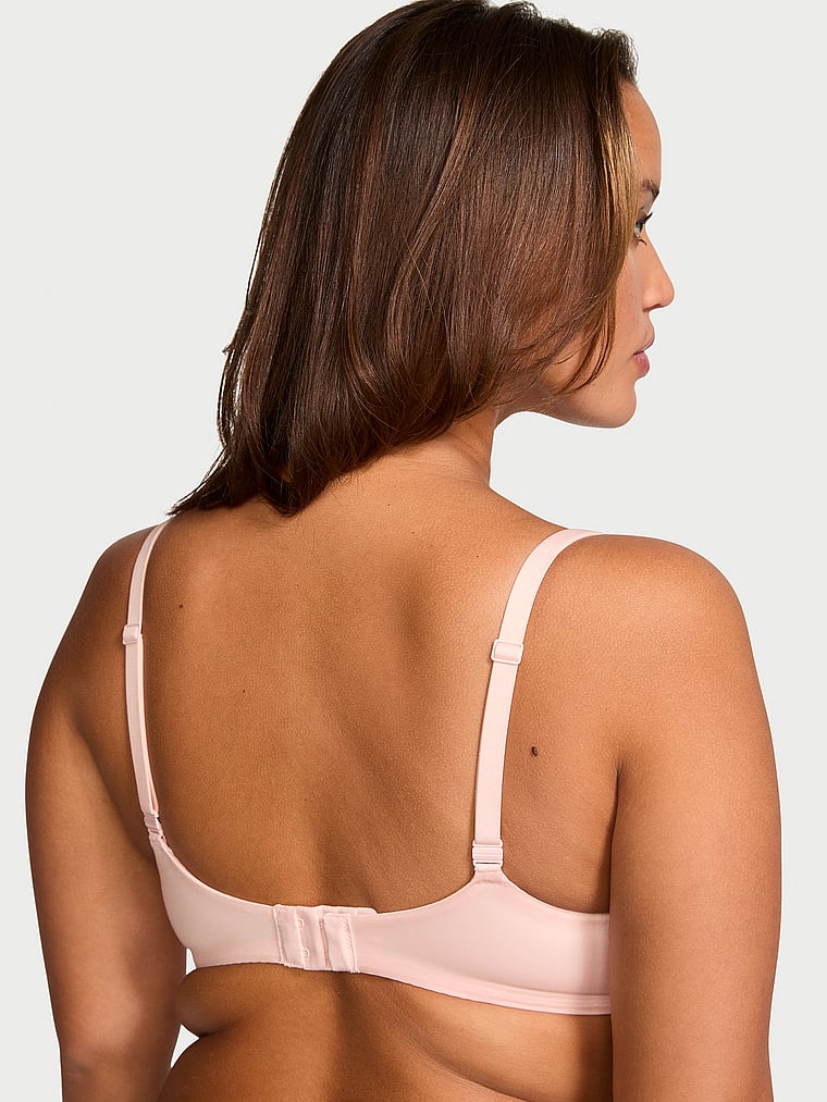 Victoria's Secret, Body by Victoria Invisible Lift Unlined Smooth Demi Bra, Purest Pink, onModelBack, 2 of 4 Sofia  is 5'8" or 173cm and wears 36D or Large
