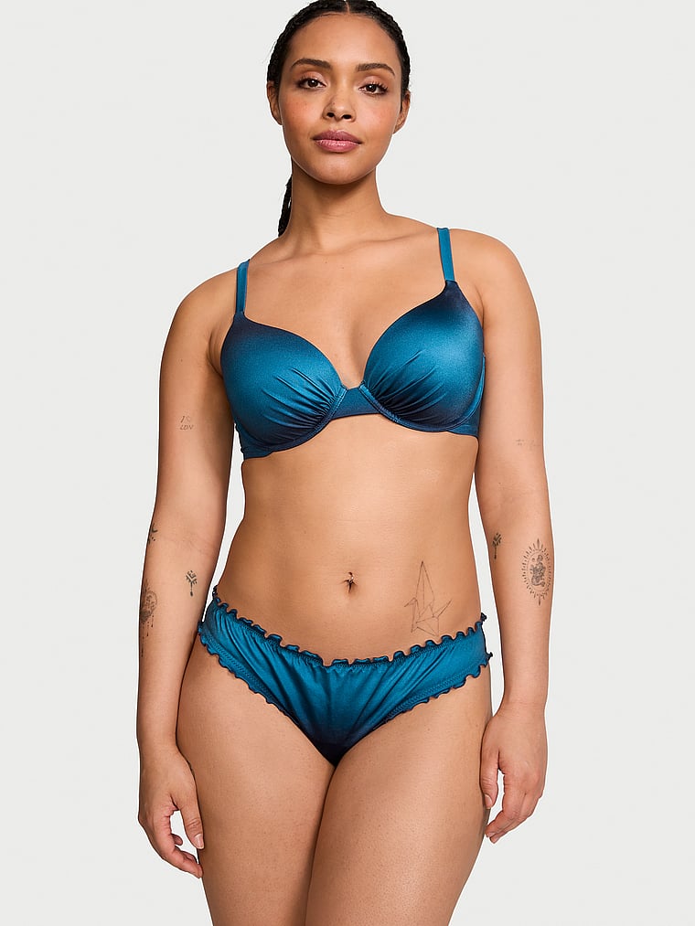 Victoria's Secret, Victoria's Secret Swim Mix & Match Ruffle Cheeky Bikini Bottom, Blue Ombre, onModelBack, 2 of 3 Gilly  is 5'10" or 178cm and wears Large