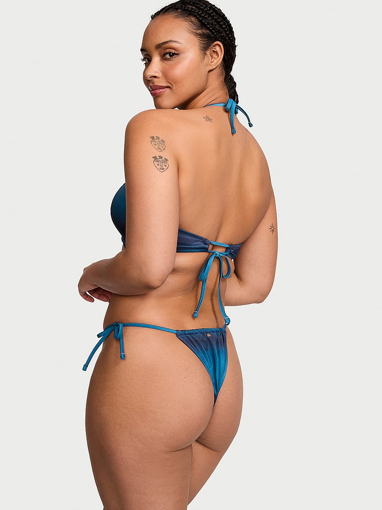 Victoria's Secret, Victoria's Secret Swim Mix & Match String Thong Bikini Bottom, Blue Ombre, onModelFront, 1 of 3 Gilly  is 5'10" or 178cm and wears Large
