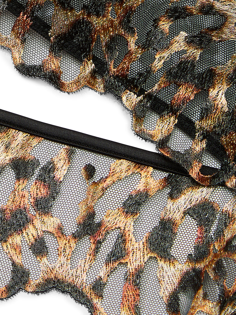 Victoria's Secret, Very Sexy BH-Oberteil mit Riemchendesign und Leopardenstickerei, Schwarz/Leopard, onModelBack, 2 of 5