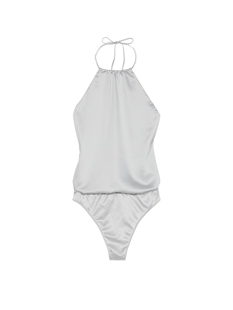 Victoria's Secret, Very Sexy Body aus Satin mit funkelnden Trägern, SILBERNE PERLE, offModelFront, 3 of 4