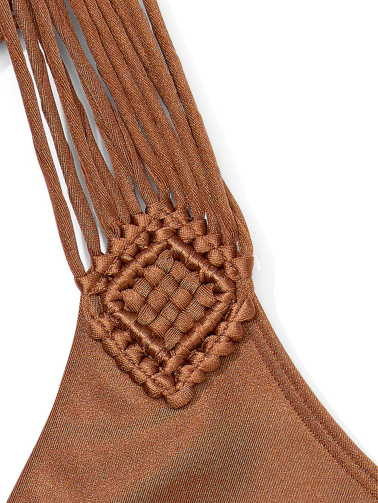 Victoria's Secret, Victoria's Secret Swim VS Archives Bademode Cheeky-Bikinihose mit Makramee-Fransen, Caramel, detail, 4 of 4
