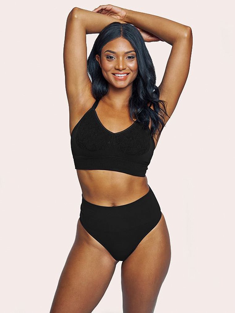 Victoria's Secret, MINDD Glättender Slip mit hohem Bund, Schwarz, onModelSide, 3 of 4