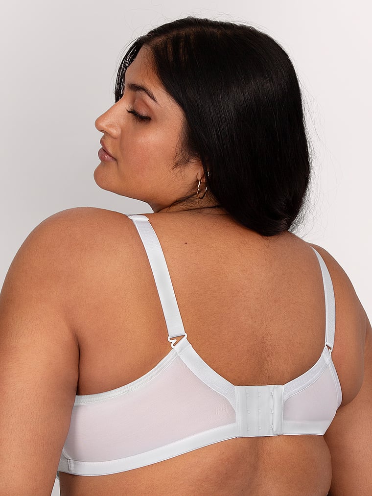 Victoria's Secret, Curvy Couture Sheer Whisper T-Shirt-BH mit tiefem Ausschnitt, Weiß, onModelBack, 2 of 3