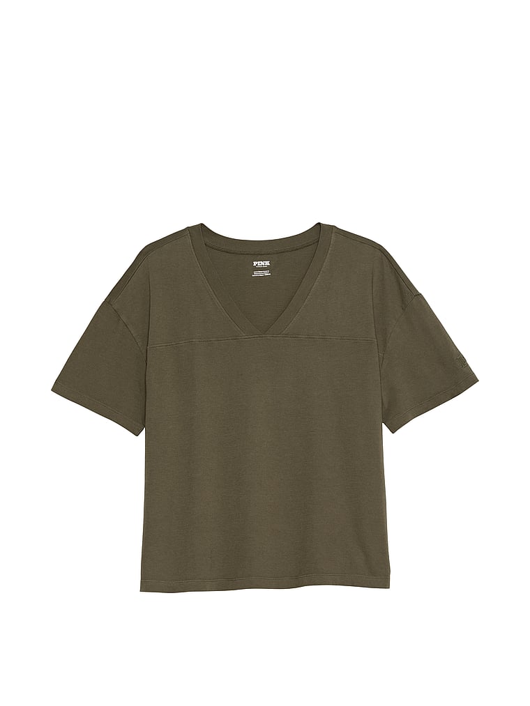 PINK Ace T-Shirt aus Baumwolle mit V-Ausschnitt, offModelFront, 3 of 3