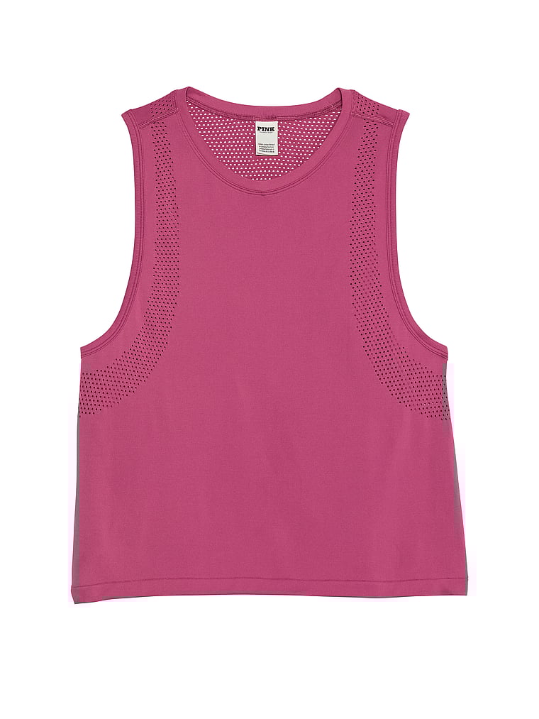 PINK Nahtloses, drapiertes Muscle-Tanktop, Midnight Mauve, offModelFront, 2 of 4