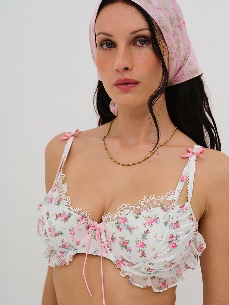 Victoria's Secret, For Love & Lemons Robin Bügel-BH, Weiß/Pink, onModelSide, 3 of 6