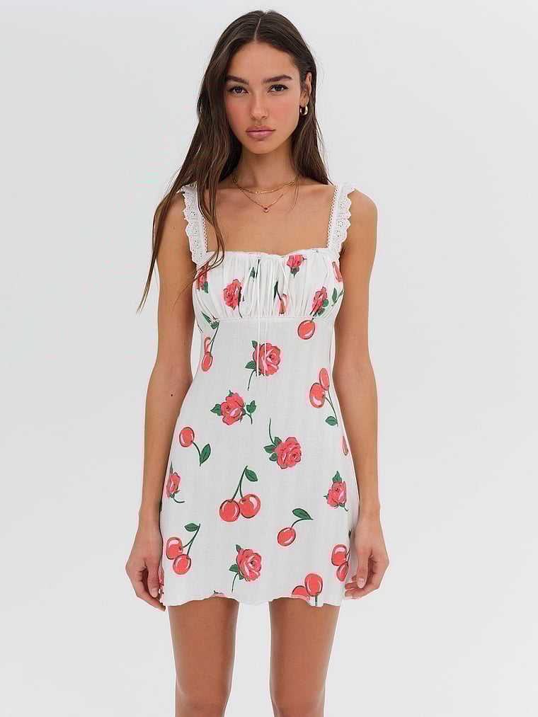 Victoria's Secret, For Love & Lemons Wilma Minikleid, Rot, onModelFront, 1 of 4